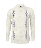 Camisa guayabera lino marfil bordada manga larga hombre XS a 10XL