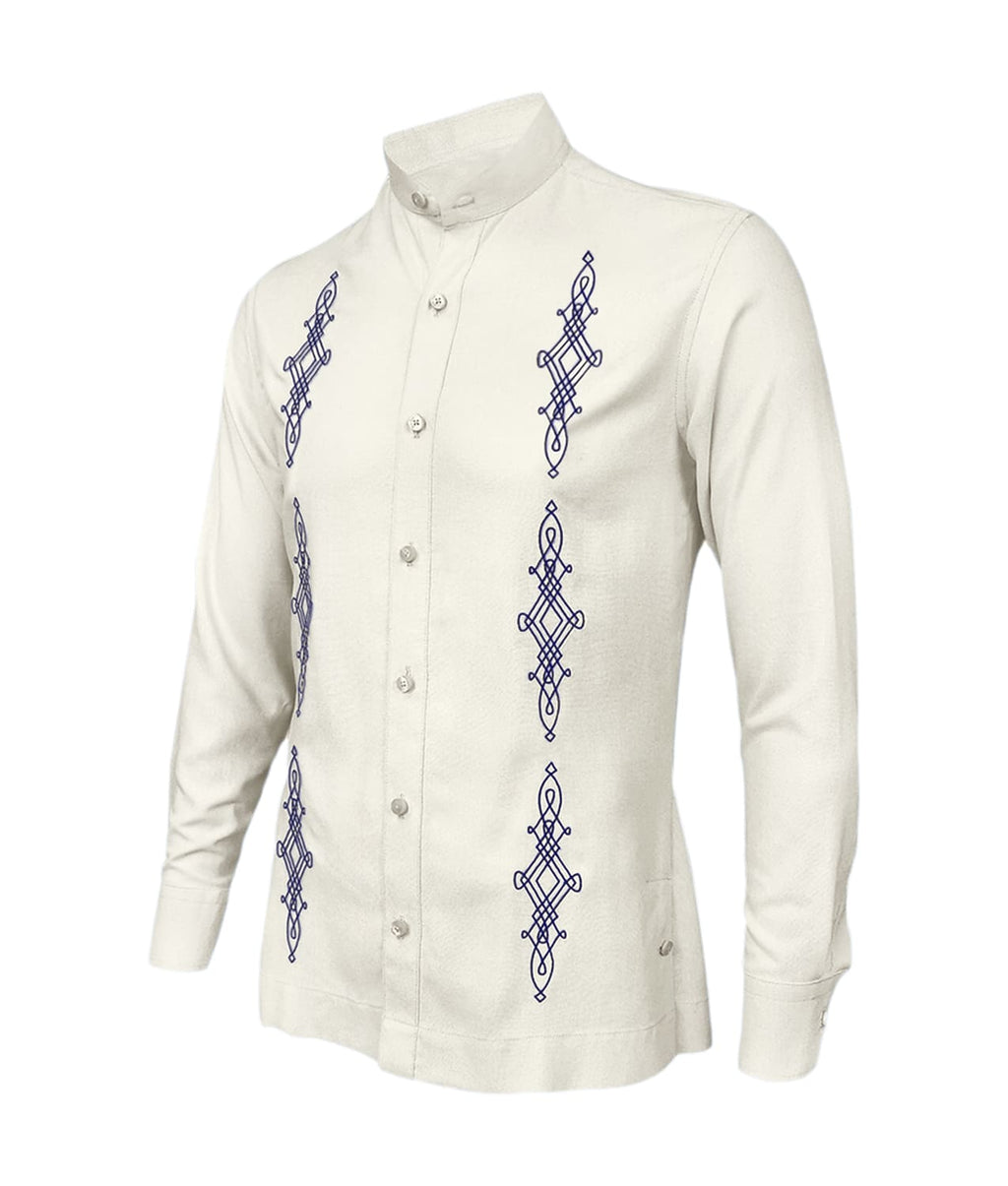 Camisa guayabera lino marfil bordada manga larga hombre XS a 10XL
