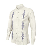 Camisa guayabera lino marfil bordada manga larga hombre XS a 10XL