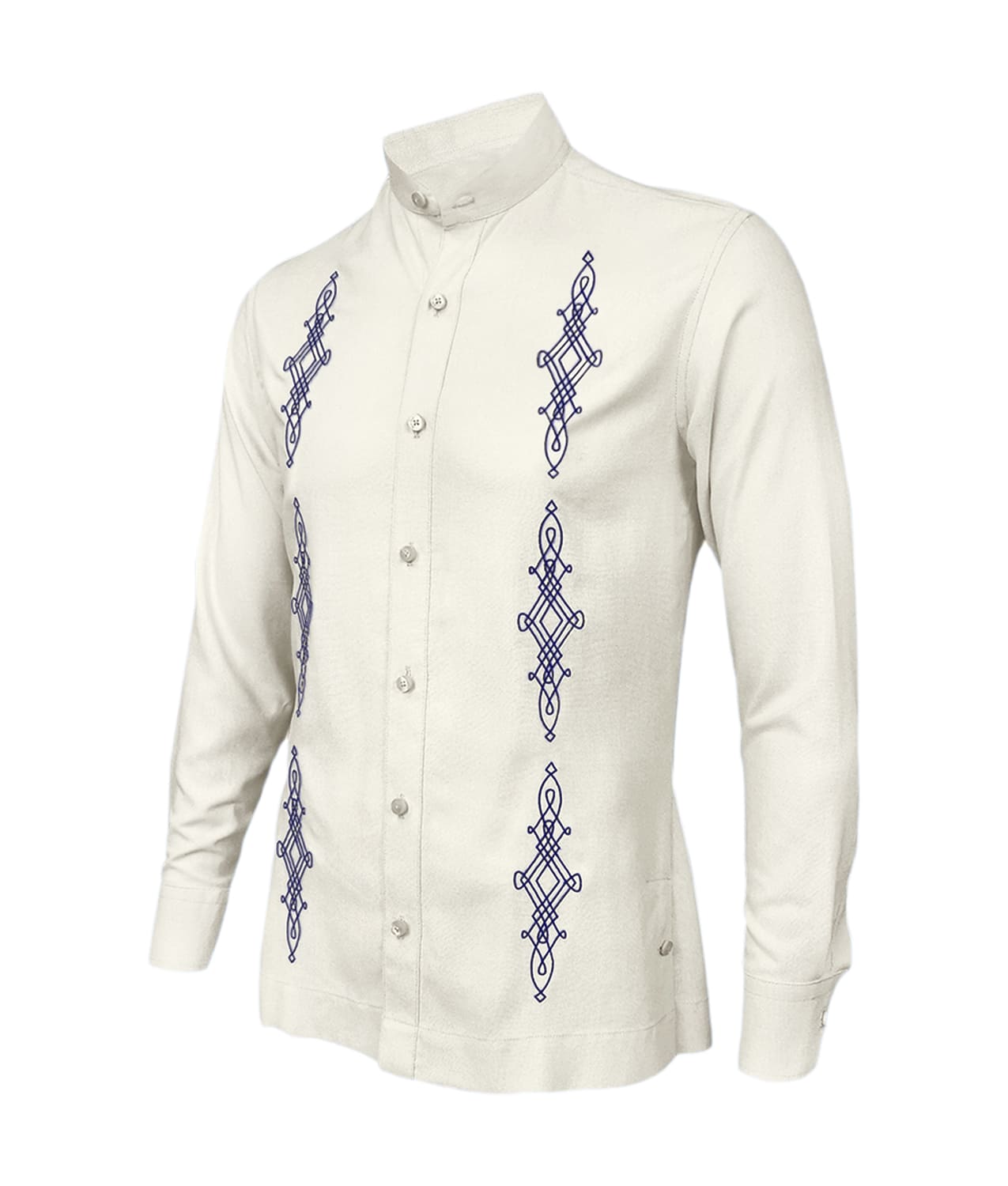 Camisa guayabera lino marfil bordada manga larga hombre XS a 10XL