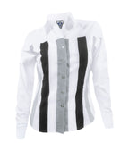 Camisa blusa blanca de rayas en algodón stretch manga larga mujer XS a 10XL