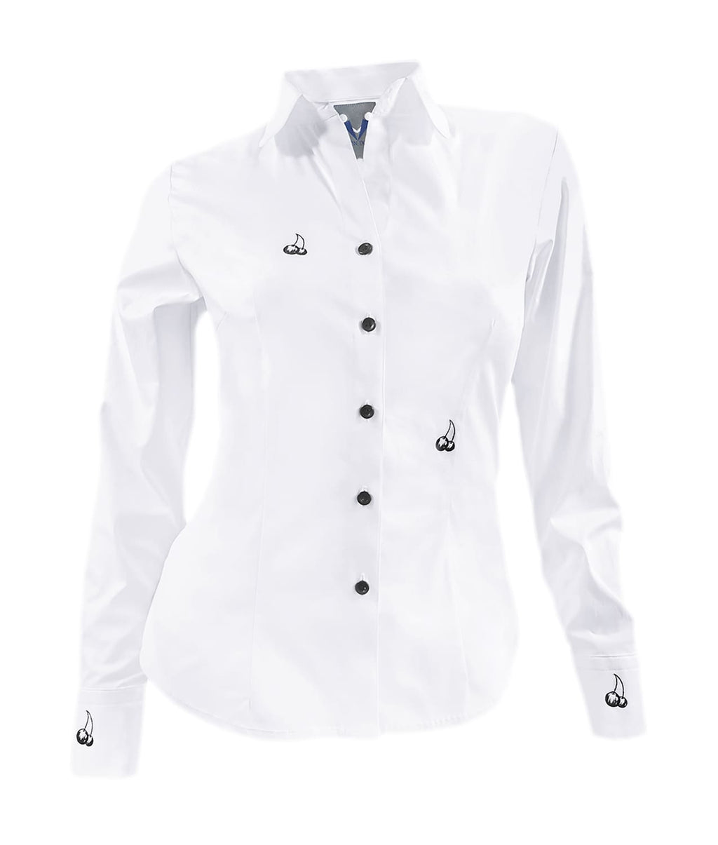 Camisa blusa blanca bordada en negro medio luto manga larga mujer XS a 10XL