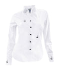 Camisa blusa blanca bordada en negro medio luto manga larga mujer XS a 10XL