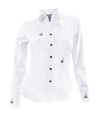 Camisa blusa blanca bordada en negro medio luto manga larga mujer XS a 10XL
