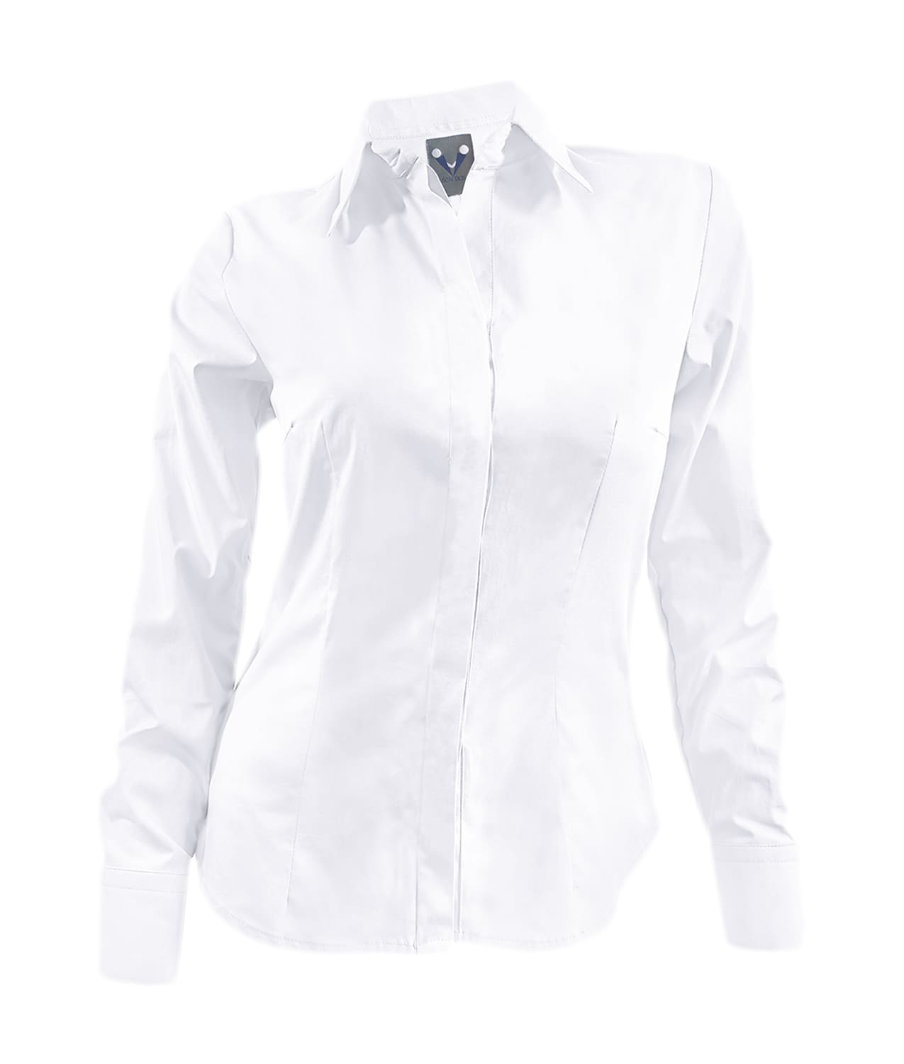 Camisa blusa blanca con botonadura escondida manga larga para mujer XS a 10XL