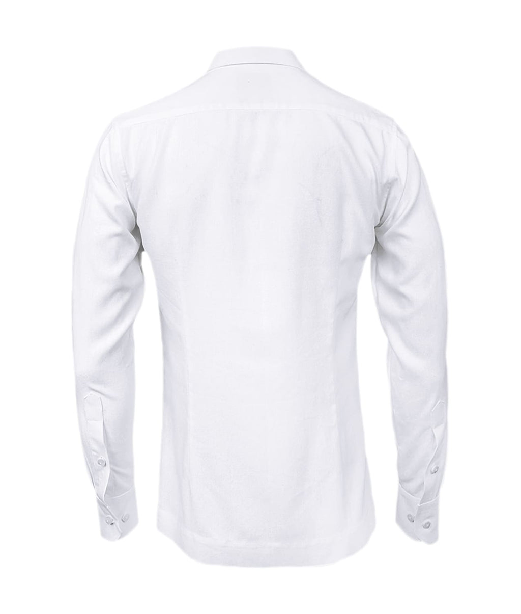 Camisa guayabera lino blanco con alforzas bordada manga larga XS a 10XL