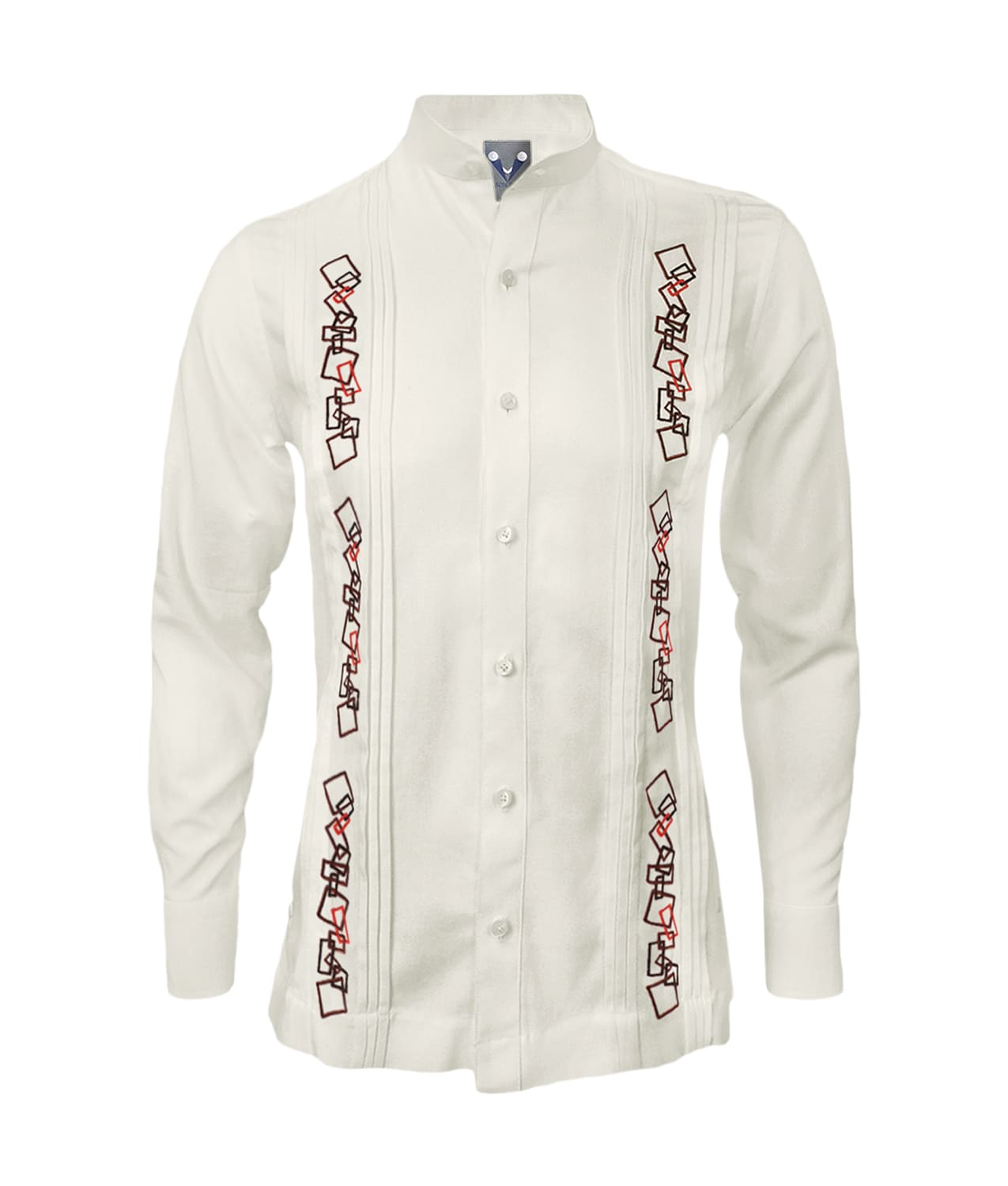 Camisa guayabera lino marfil alforzas bordada manga larga XS a 10XL