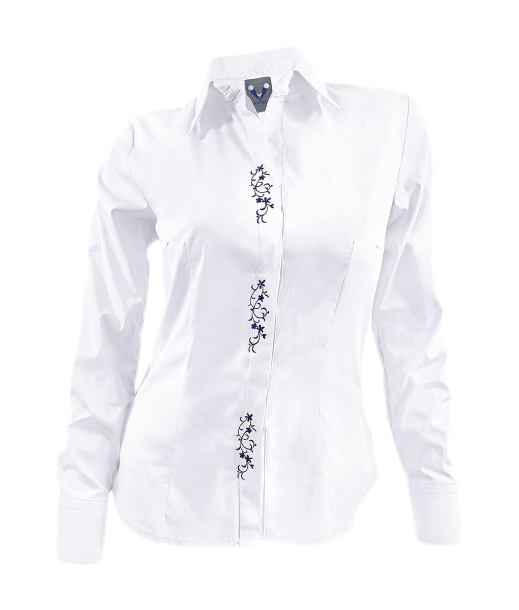 Camisa blusa blanca bordada en algodón manga larga mujer XS a 10XL