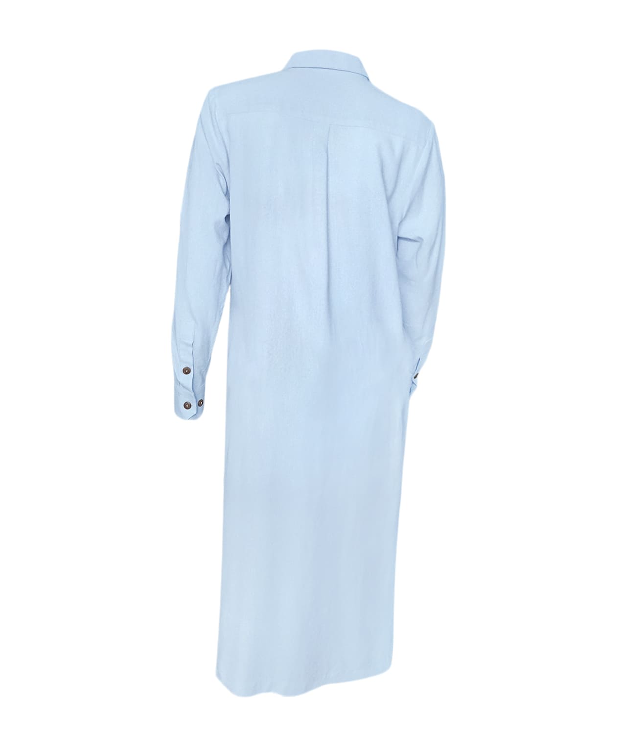 Vestido largo blusón azul claro en 100% lino manga larga mujer XS a 10XL