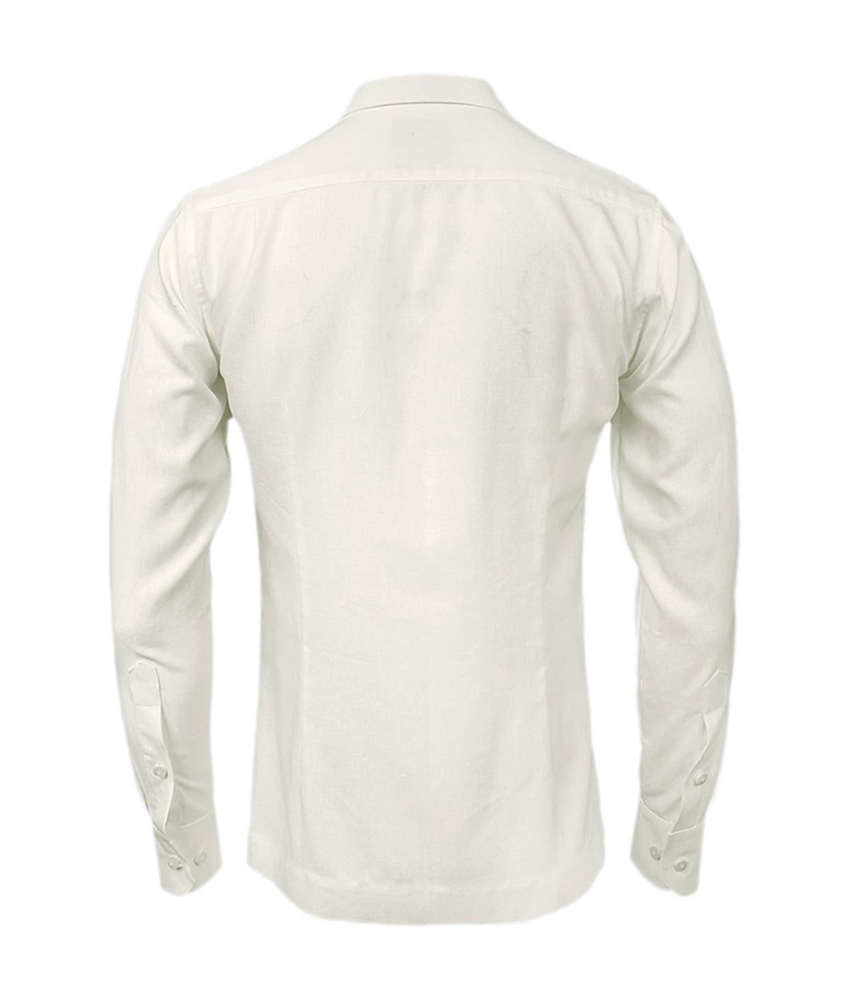 Camisa guayabera lino marfil alforzas bordada manga larga XS a 10XL