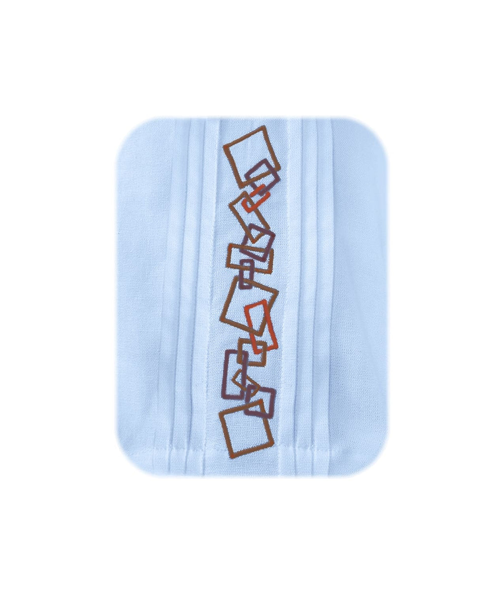 Camisa guayabera lino azul claro con alforzas bordada manga larga XS a 10XL