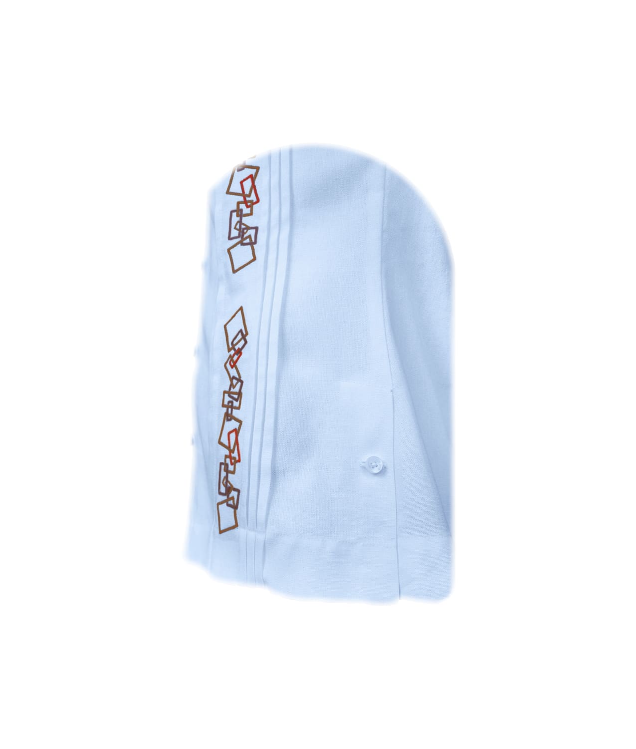 Camisa guayabera lino azul claro con alforzas bordada manga larga XS a 10XL