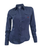 Camisa blusa denim con bolsillos bordada manga larga mujer XS a 10XL