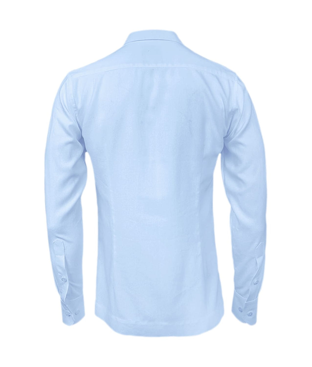 Camisa guayabera lino azul claro con alforzas bordada manga larga XS a 10XL