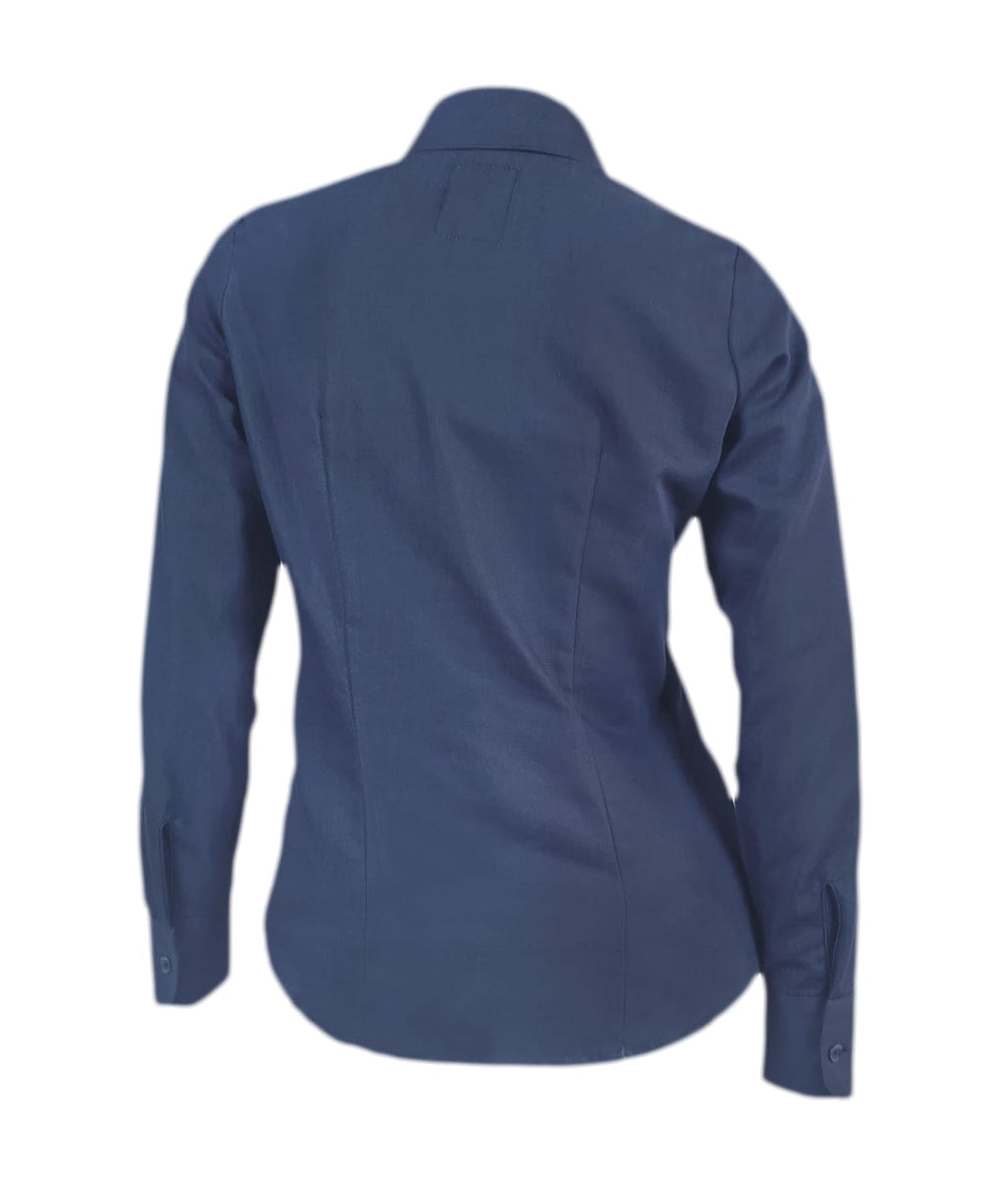 Camisa blusa en denim azul oscuro con contraste manga larga mujer XS a 10XL