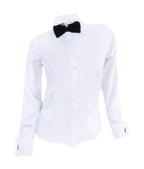 Camisa smoking blanca puño mancornas manga larga para mujer XS a 10XL