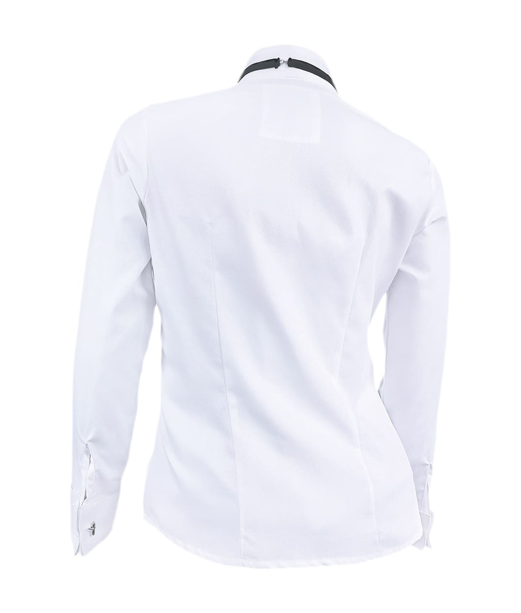 Camisa smoking blanca puño mancornas manga larga para mujer XS a 10XL