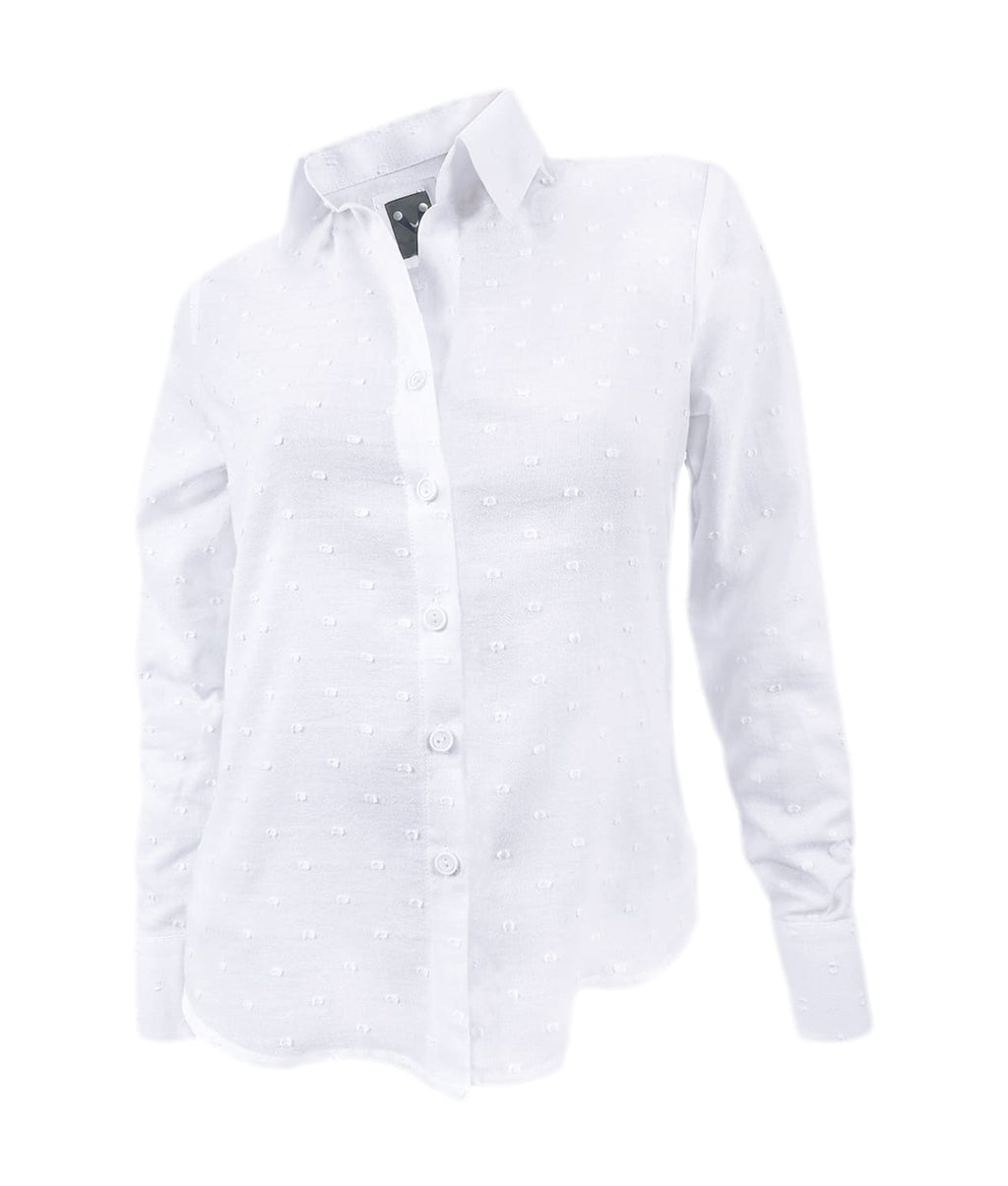 Camisa blusa blanca con textura manga larga para mujer XS a 10XL