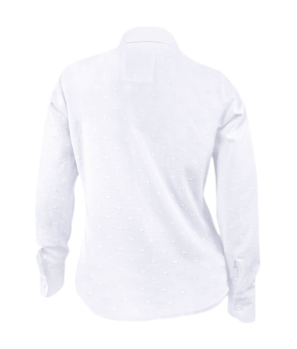 Camisa blusa blanca con textura manga larga para mujer XS a 10XL