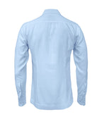 Camisa guayabera lino azul claro bordada plumas manga larga XS a 10XL