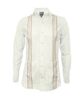 Camisa guayabera lino marfil con bolsillos bordada manga larga XS a 10XL