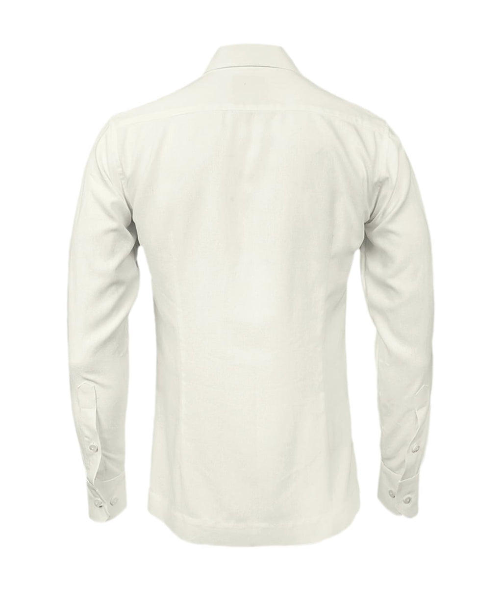 Camisa guayabera lino marfil con bolsillos bordada manga larga XS a 10XL