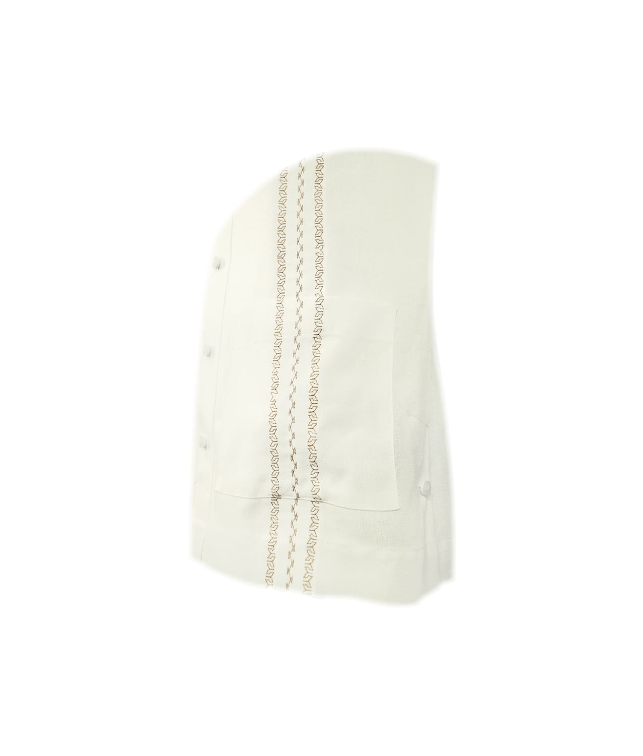 Camisa guayabera lino marfil con bolsillos bordada manga larga XS a 10XL
