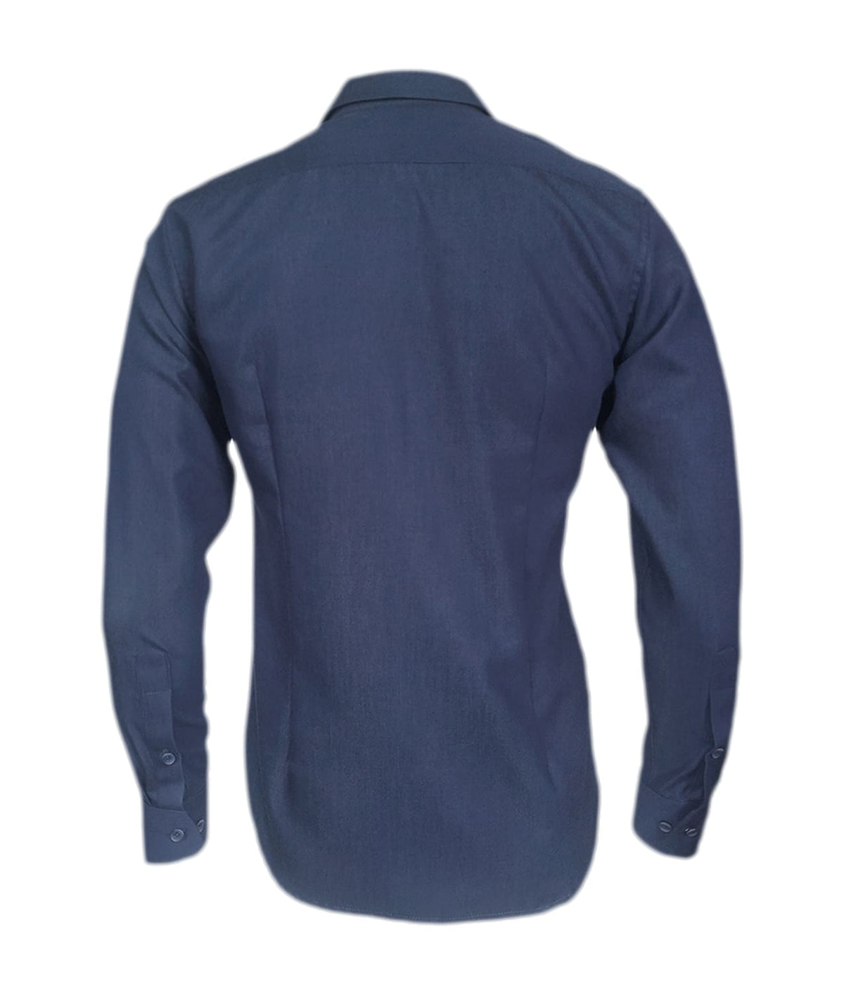 Camisa denim azul con bolsillos manga larga slim para hombre Talla Grande