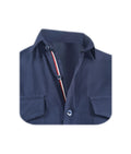 Camisa denim azul con bolsillos manga larga slim para hombre Talla Grande