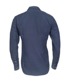 Camisa en denim con cuello Neru manga larga slim para hombre XS a 10XL