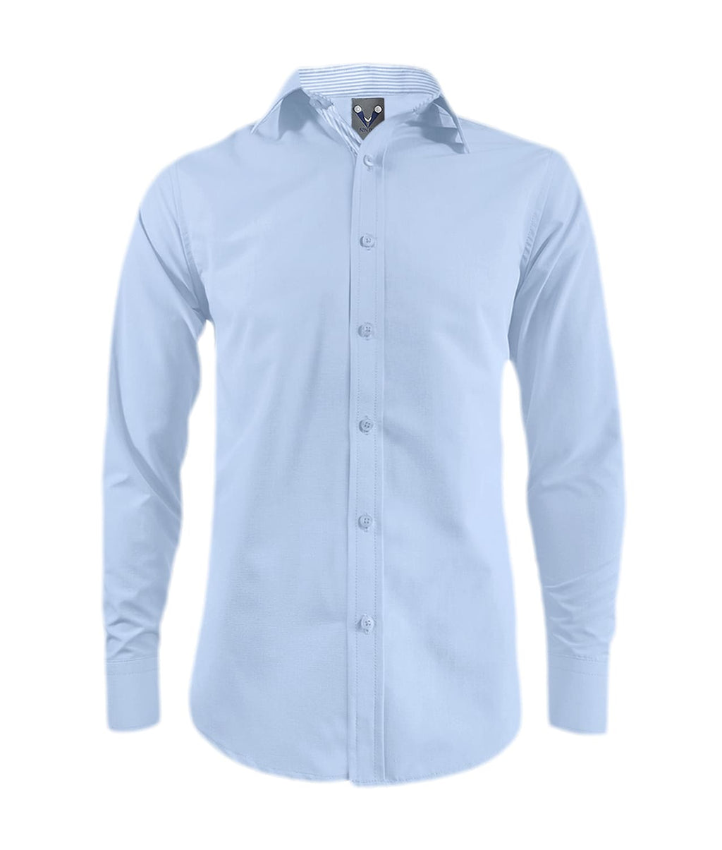 Camisa azul contraste en rayas manga larga hombre XS a 10XL