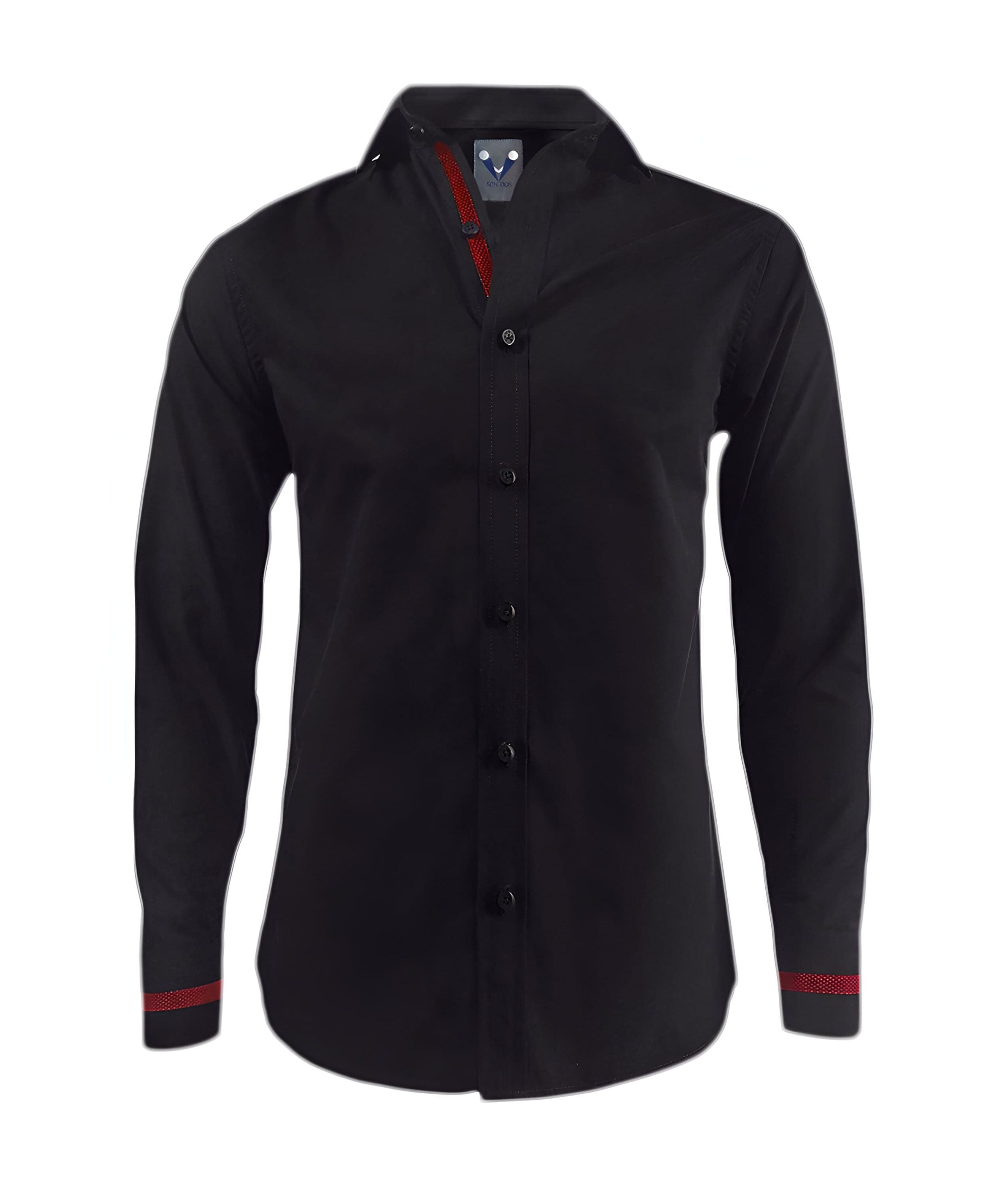  Camisa negra con contraste en vino tinto slim fit manga larga hombre XS a 10XL
