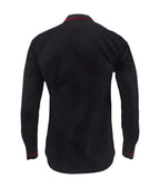 Camisa negra con contraste en vino tinto slim fit manga larga hombre XS a 10XL