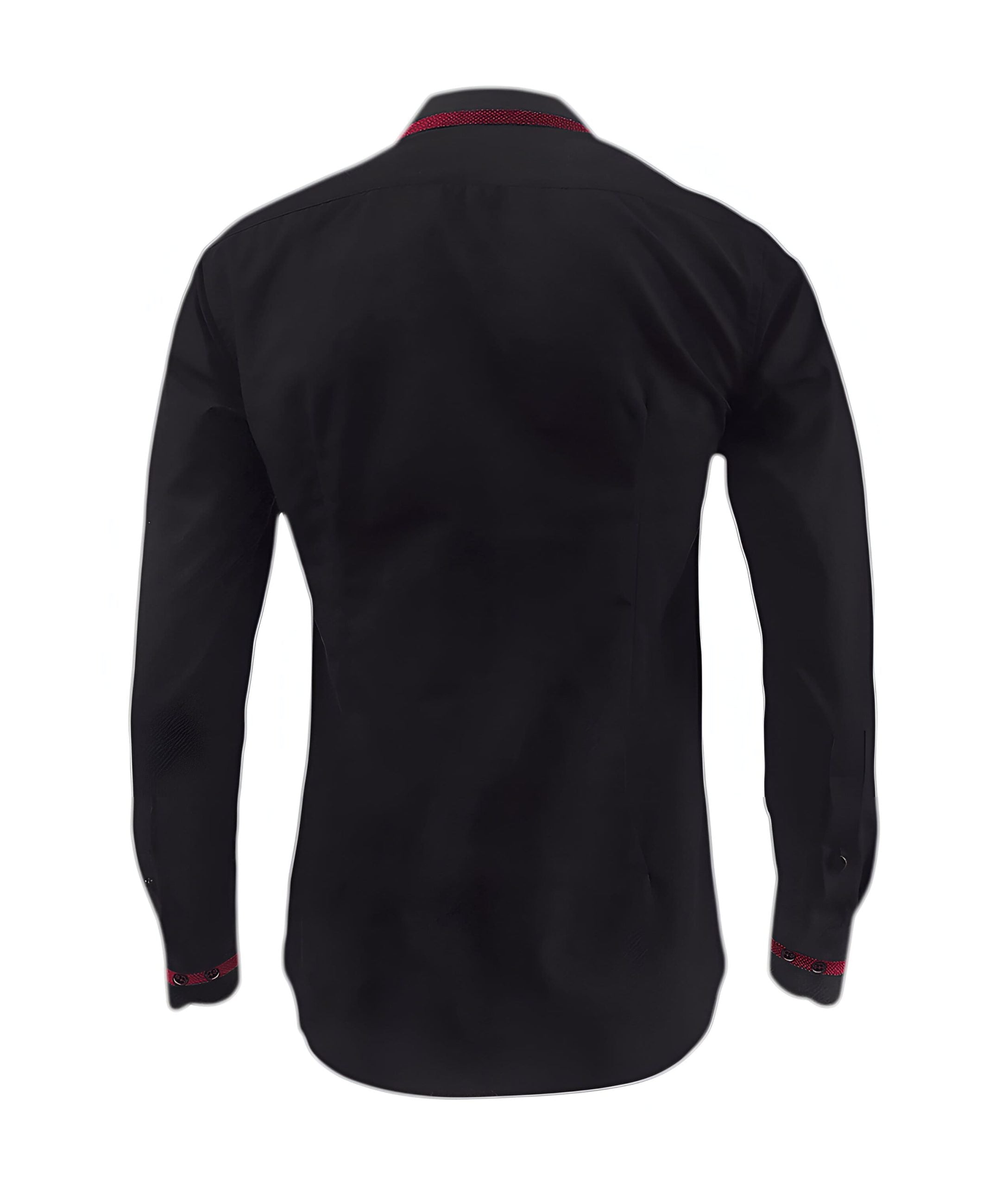 Camisa negra con contraste en vino tinto slim fit manga larga hombre XS a 10XL