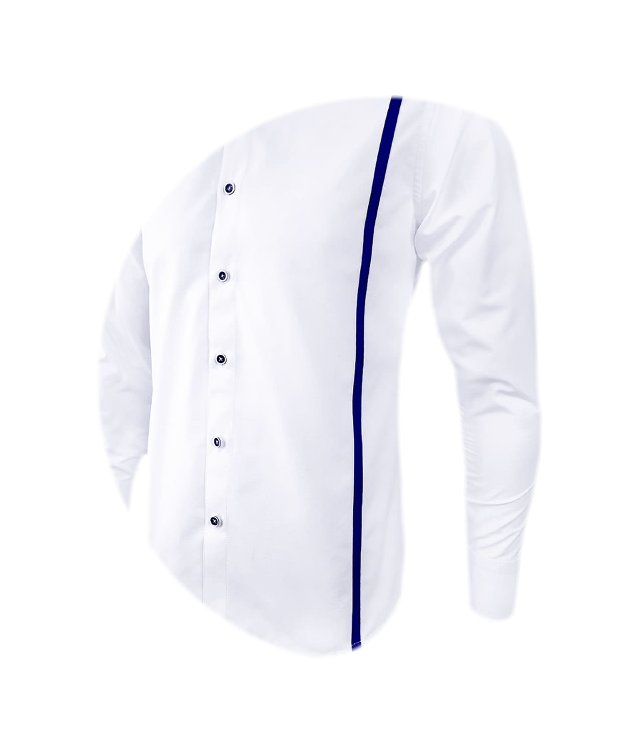 Camisa blanca contraste rojo y azul manga larga slim hombre XS a 10XL