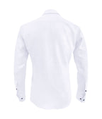 Camisa blanca contraste rojo y azul manga larga slim hombre XS a 10XL