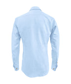 Camisa lino azul claro sin bolsillo manga larga hombre XS a 10XL