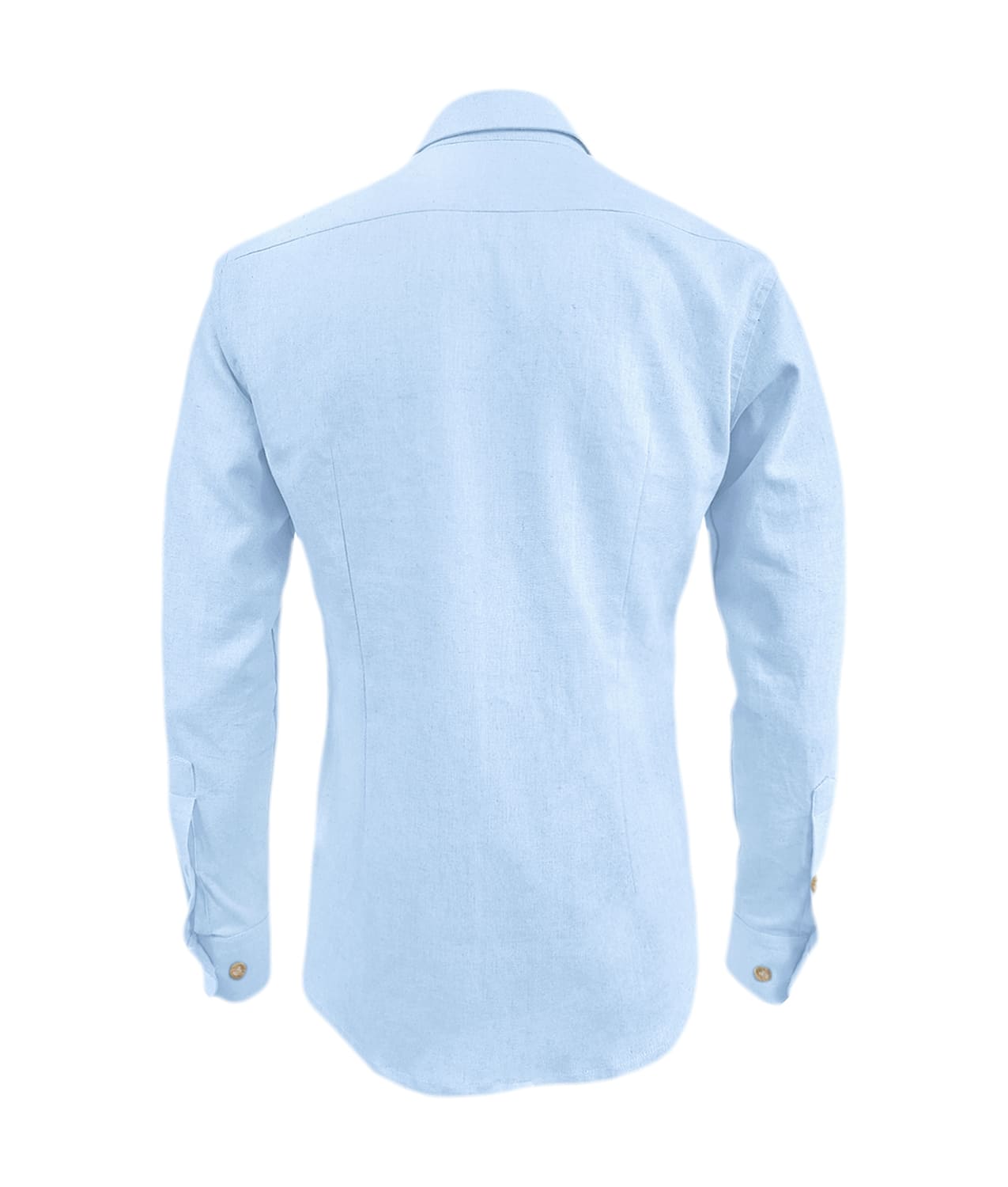 Camisa lino azul claro sin bolsillo manga larga hombre XS a 10XL