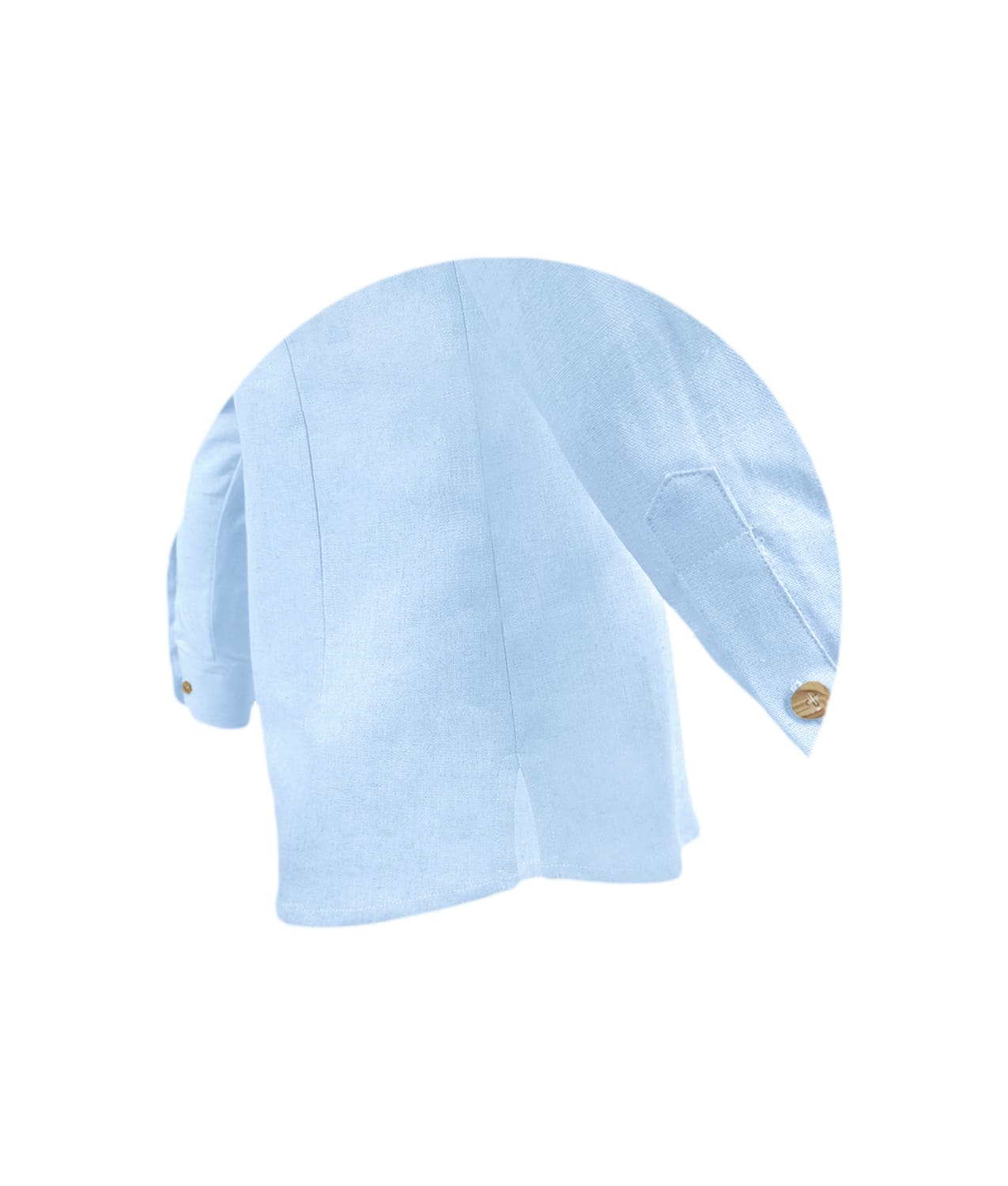Camisa lino azul claro sin bolsillo manga larga hombre XS a 10XL