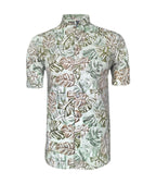 Camisa playera verde estampada neru manga corta slim hombre XS a 10XL