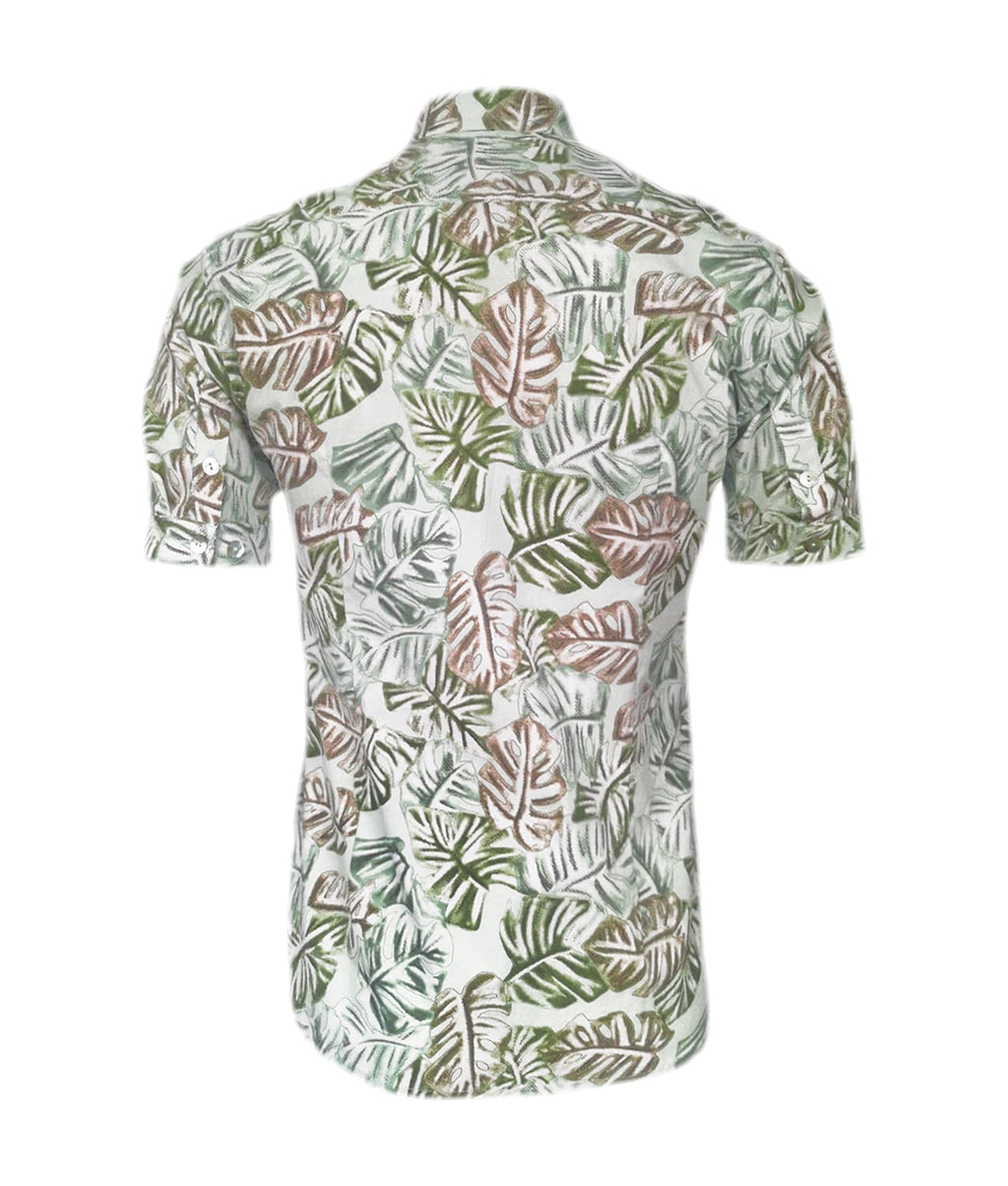 Camisa playera verde estampada neru manga corta slim hombre XS a 10XL
