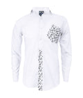Camisa blanca con bolsillo estampado manga larga slim hombre XS a 10XL