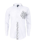 Camisa blanca con bolsillo estampado manga larga slim hombre XS a 10XL
