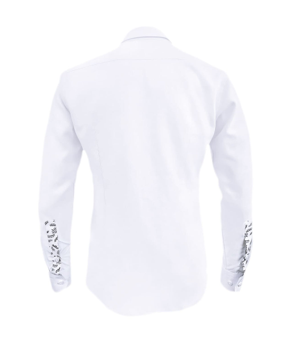 Camisa blanca con bolsillo estampado manga larga slim hombre XS a 10XL