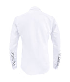 Camisa blanca con bolsillo estampado manga larga slim hombre XS a 10XL