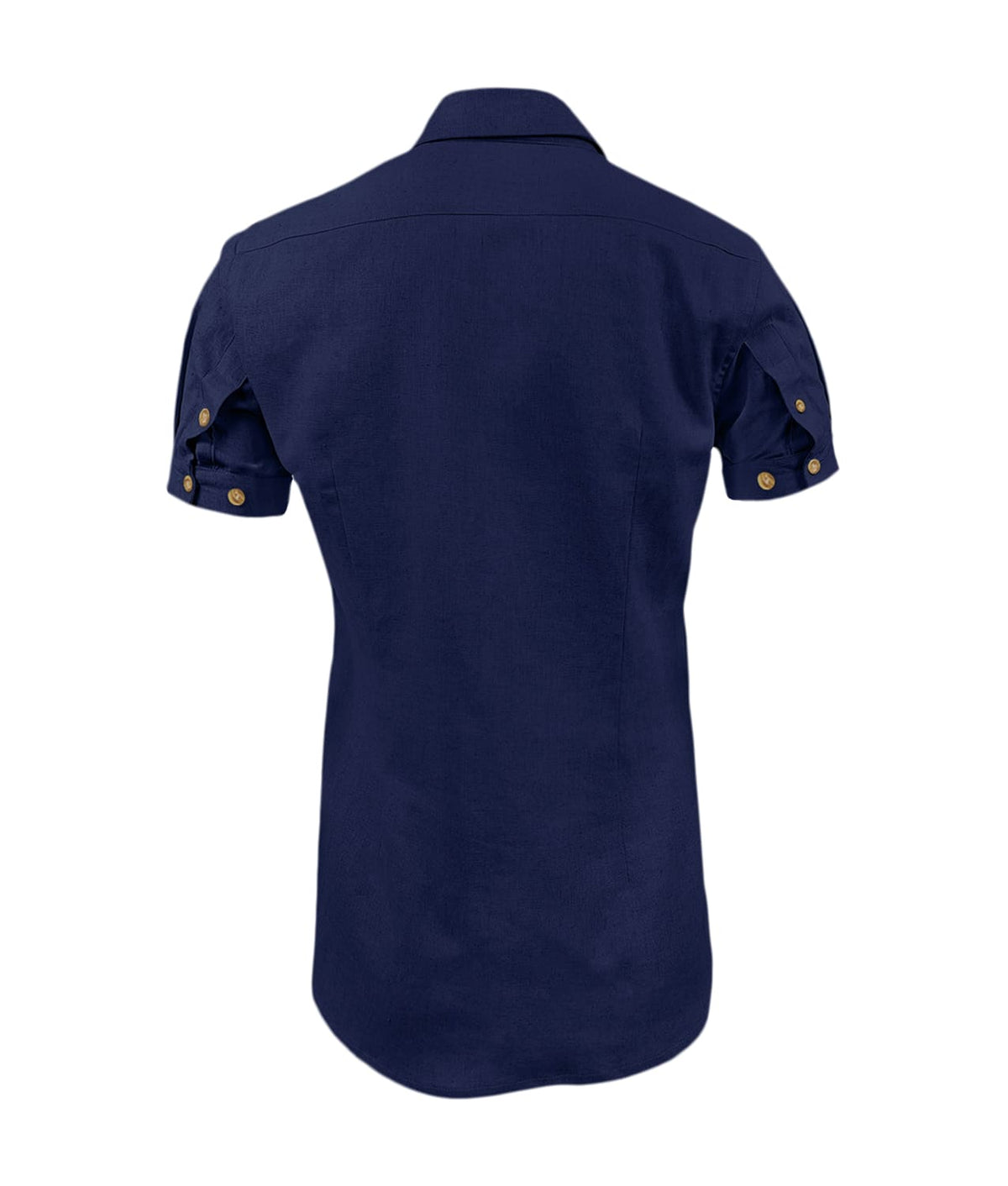 Camisa lino azul oscuro manga corta para hombre XS a 10XL