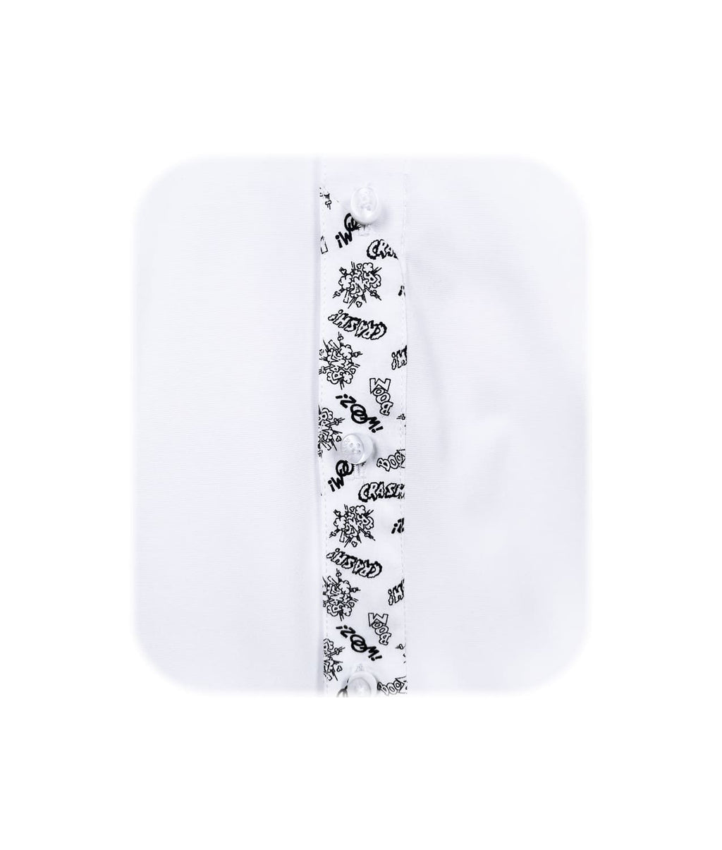 Camisa blanca con bolsillo estampado manga larga slim hombre XS a 10XL
