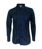 Camisa a cuadros azules cuello neru manga larga slim hombre XS a 10XL