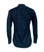 Camisa a cuadros azules cuello neru manga larga slim hombre XS a 10XL