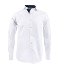 Camisa blanca con contraste azul slim fit manga larga hombre XS a 10XL